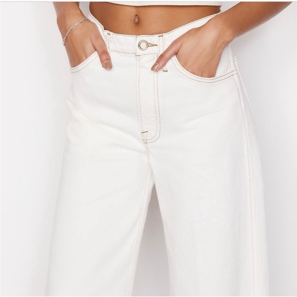 Frame Denim -Le Italien  Wide Leg Crop Ivory Size 26 Retail $236 - Picture 3 of 10